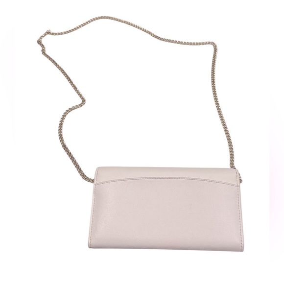 Kate Spade Gemma Crossbody Purse Parchment Chain Scallop Edge Turquoise Inside - Picture 2 of 5